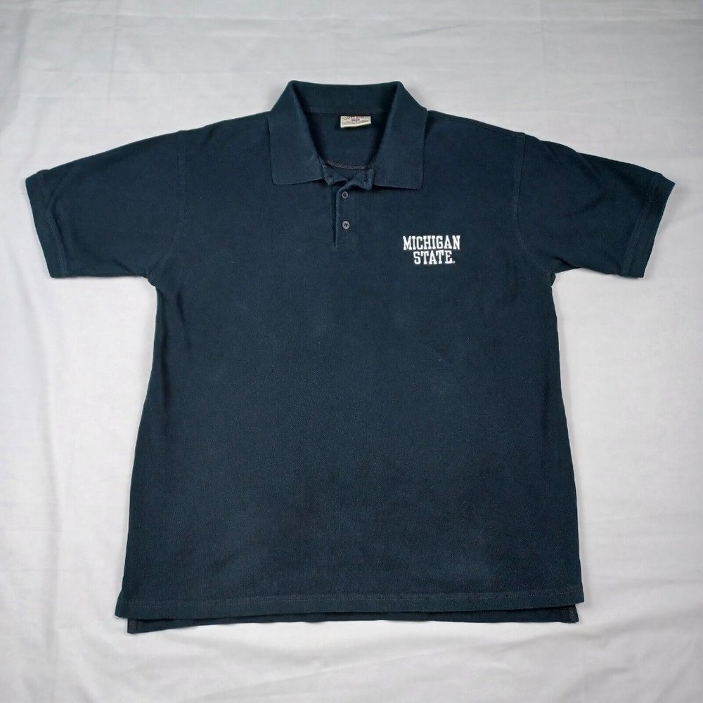 Vintage Steve & Barry Men's Size 2XL Michigan State Green Polo Shirt Embroidered